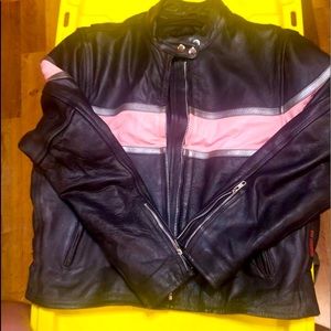 Leather motorcycle bomber jacket
